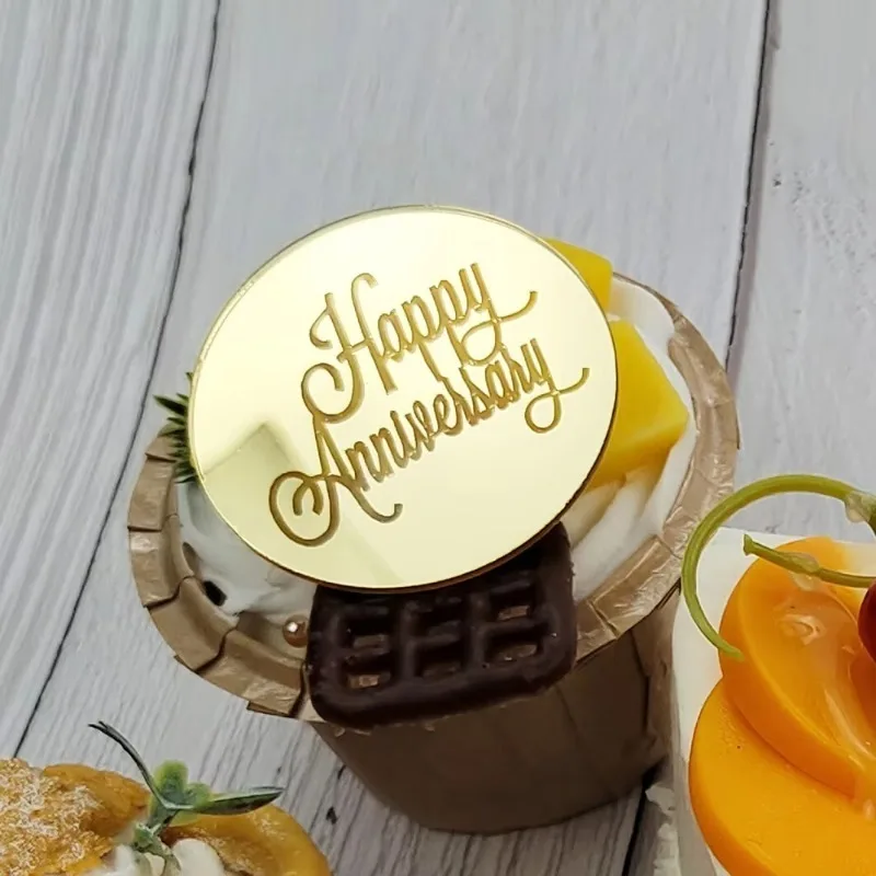 Happy Birthday Cake Toppers Round Cupcake Toppers for Kids Birthday Baby Shower Party Cake Decorations Dessert Toppers Supplies