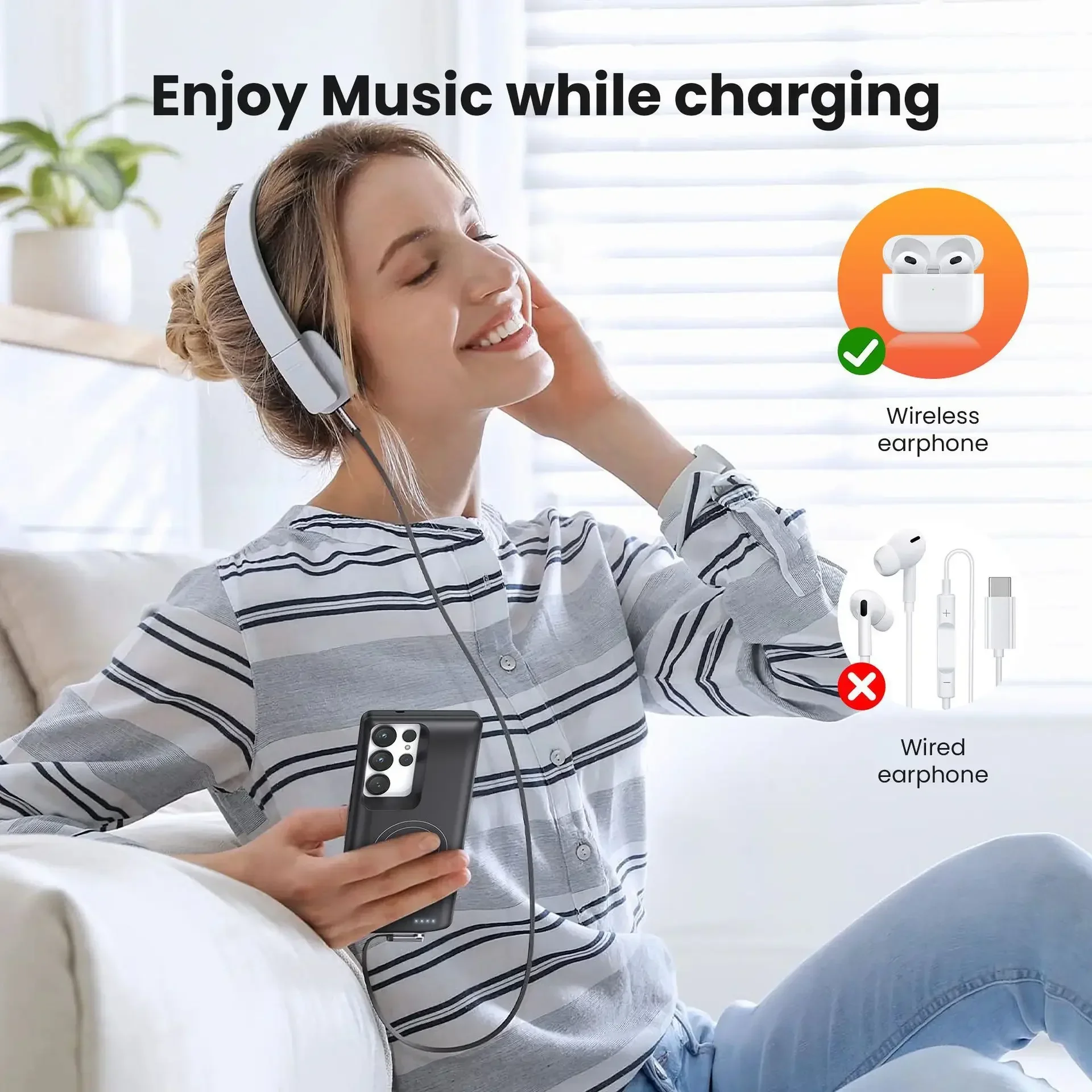 10000mAh Fashion Wireless Charging Phone Cover Power Bank for Samsung S25 Ultra S24 Plus S23 S22 PowerBank Battery Charger Case 6