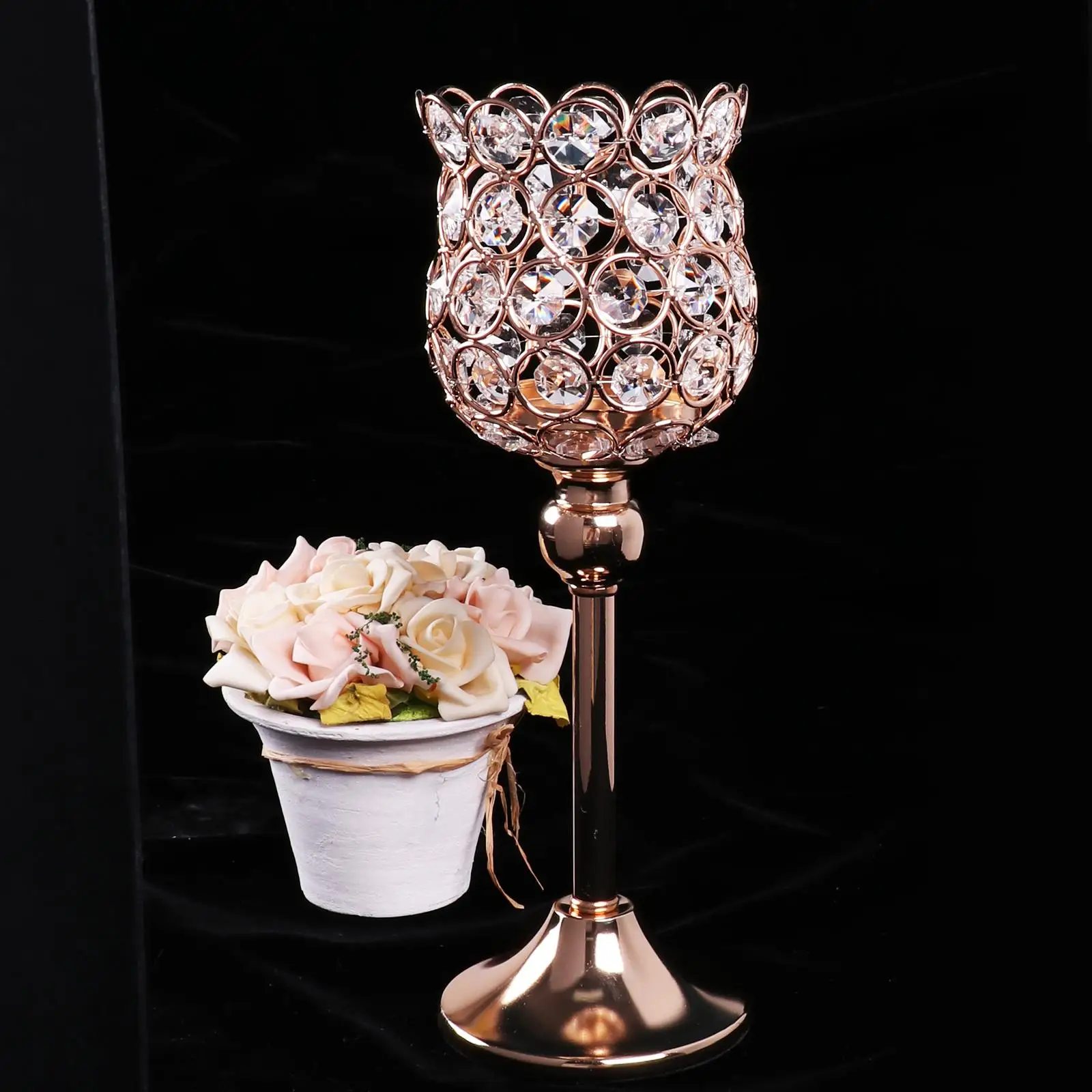 Gold Candle Holder Stand Crystal Candelabra Stick Home Wedding Party Decor