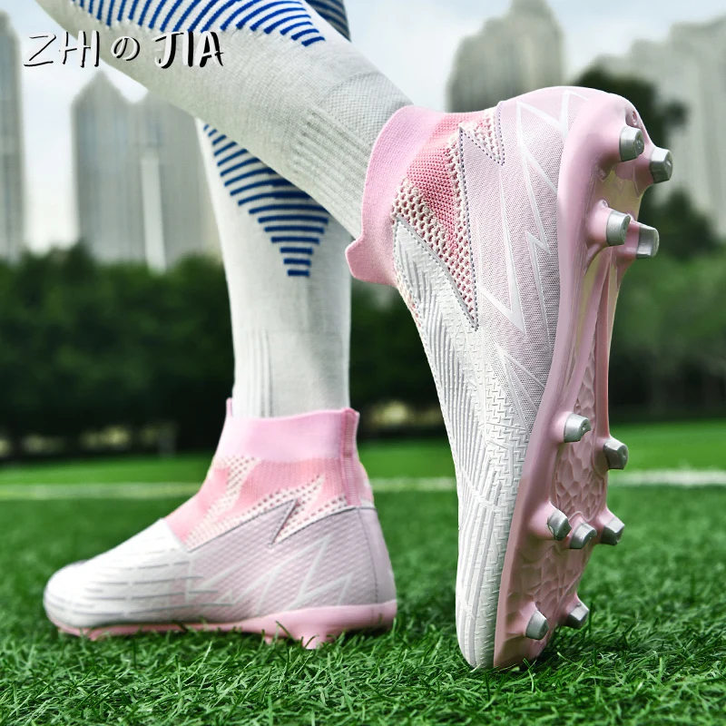 Youth Adult TF Professional Training Football Shoes Leather Knitted Breathable Anti Slip Sneaker Fashion Trendy Footwear 36-45 6