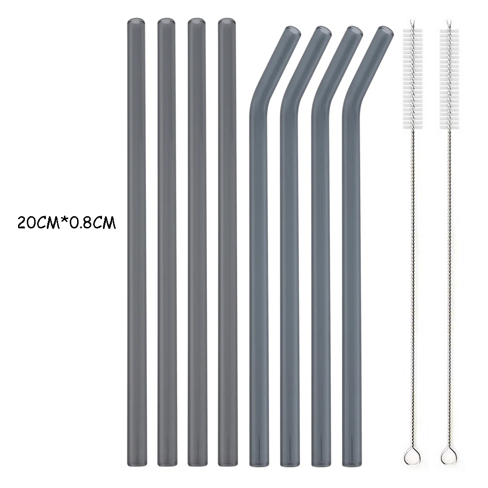 Eco-Friendly Reusable High Borosilicate Glass Straw - Wide 8mm for Cocktails, Smoothies, and Milkshakes