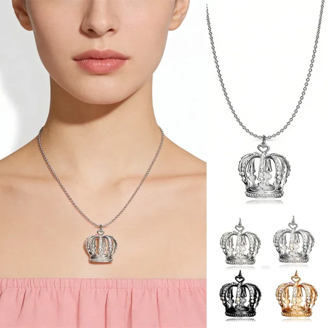 Collier pendentif couronne élégant, grande chaîne de clavicule, chaîne de pull, accessoire de bijoux à la mode, plusieurs couleurs, cadeau pour femmes et filles 1