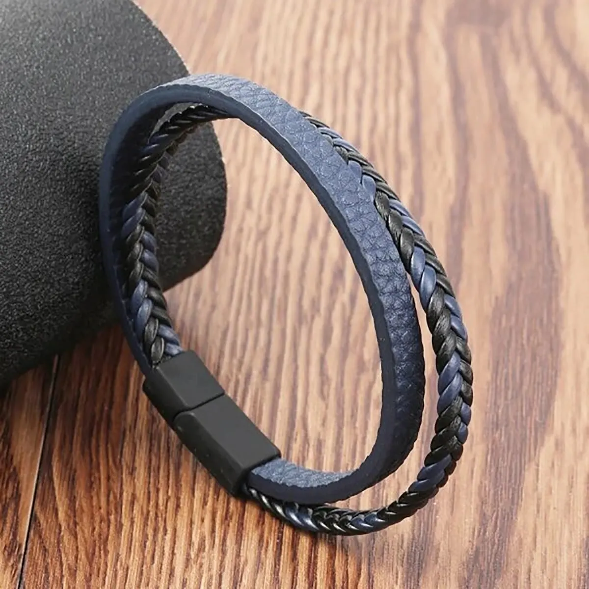 Multi -Style PU Leather Two -Layer Magnetic Bracelet for Men