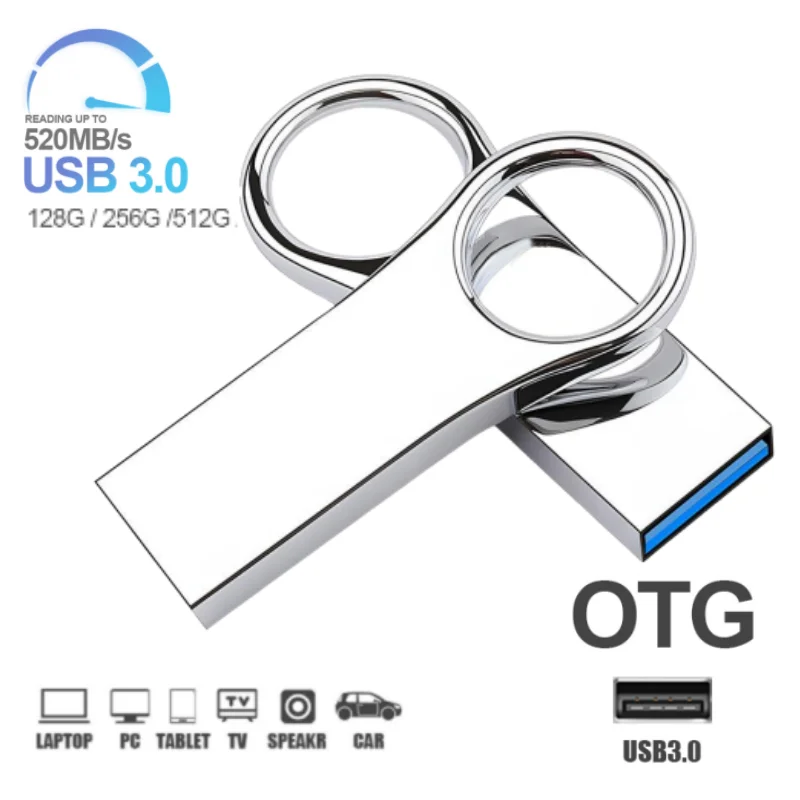 Chiavetta Usb 3.0 In Metallo Ad Alta Velocità 16Gb 32Gb 64Gb 128Gb Pendrive Penna Usb Impermeabile Mini Memory Sticks Con Portachiavi