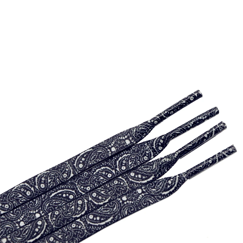 Coolstring 8MM Peacock Pattern Printing Flat ShoeLaces Black&White Women Canvas Customized Shoe Laces Charmed Easy Hat Ropes