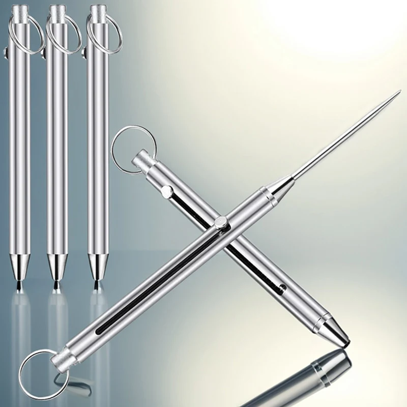 Titanium alloy integrated telescopic carrying toothpick tooth picking portable artifact multi-functional tooth picking keychain