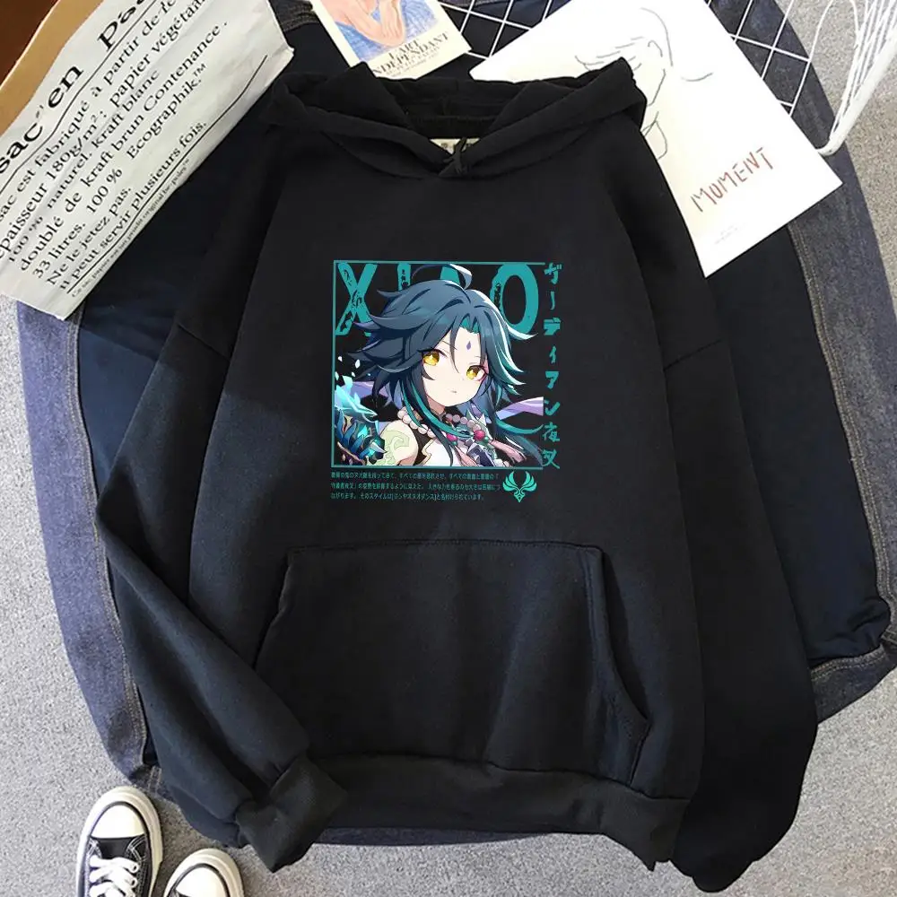 

Men Hoodies Genshin Impact Hoodies Women 2021 New Fashion Autumn Xiao Print Kawaii Cool Streetwear Men Pullover Cartoon Oversize