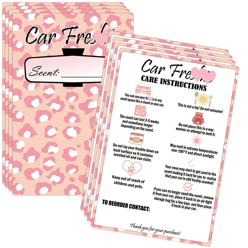 Car Freshiess Insert Cards Freshie Scent Label 4x6inch Care Instruction Cardstock DIY Crafts Cards Silicone Molds Supplies 25Pcs