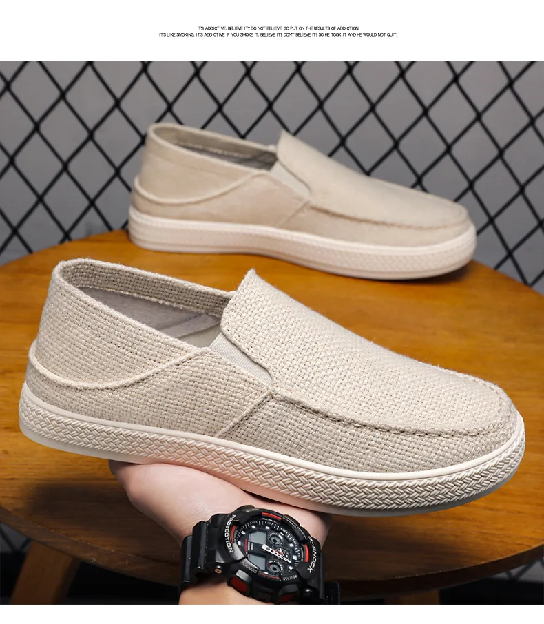 Neue Anti Geruch Leinwand Espadrille Schuhe Männer Vulkanisierte Turnschuhe Junge Atmungsaktive Slip Auf Trainer Clipper Gym Schuhe Mann Plain Loafer – Detail 18
