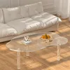 Acrylic Cloud Shaped Coffee Table, Modern Irregular Waterfall Transparent Coffee Table Furniture, with 3 Solid Bubble Legs 1