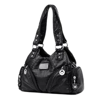 Sacs à bandoulière en cuir Pu souple de luxe pour filles, sacs à main noirs, fourre-tout, Mini petits sacs de moto pour femmes, nouvelle collection 1