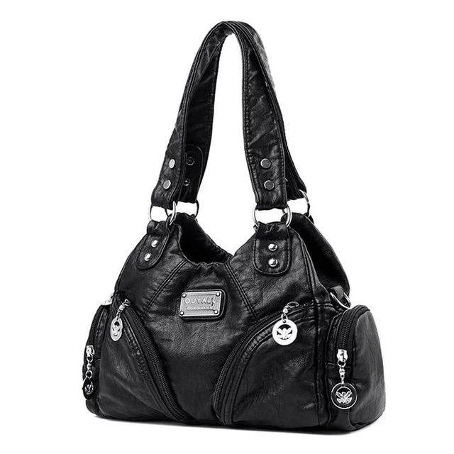 Sacs à bandoulière en cuir Pu souple de luxe pour filles, sacs à main noirs, fourre-tout, Mini petits sacs de moto pour femmes, nouvelle collection 1