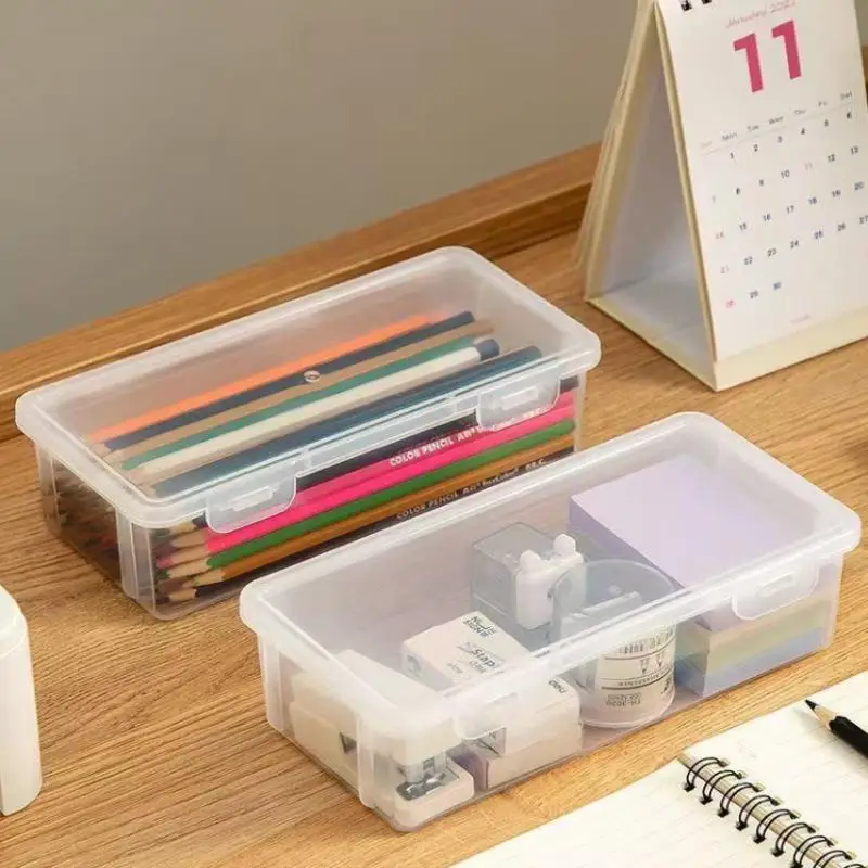 펜 상자 연필 케이스 단일/이중 레이어 Transprant 다기능 학생 연필 편지지 주최자 케이스 DIY 주최자 상자