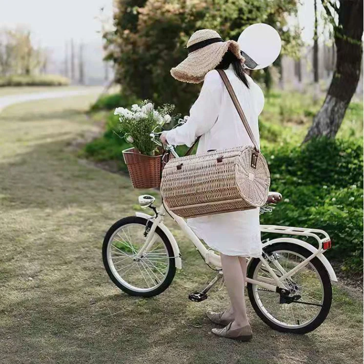 蓋付きピクニックバスケットハンパーバルク収納バスケット4人