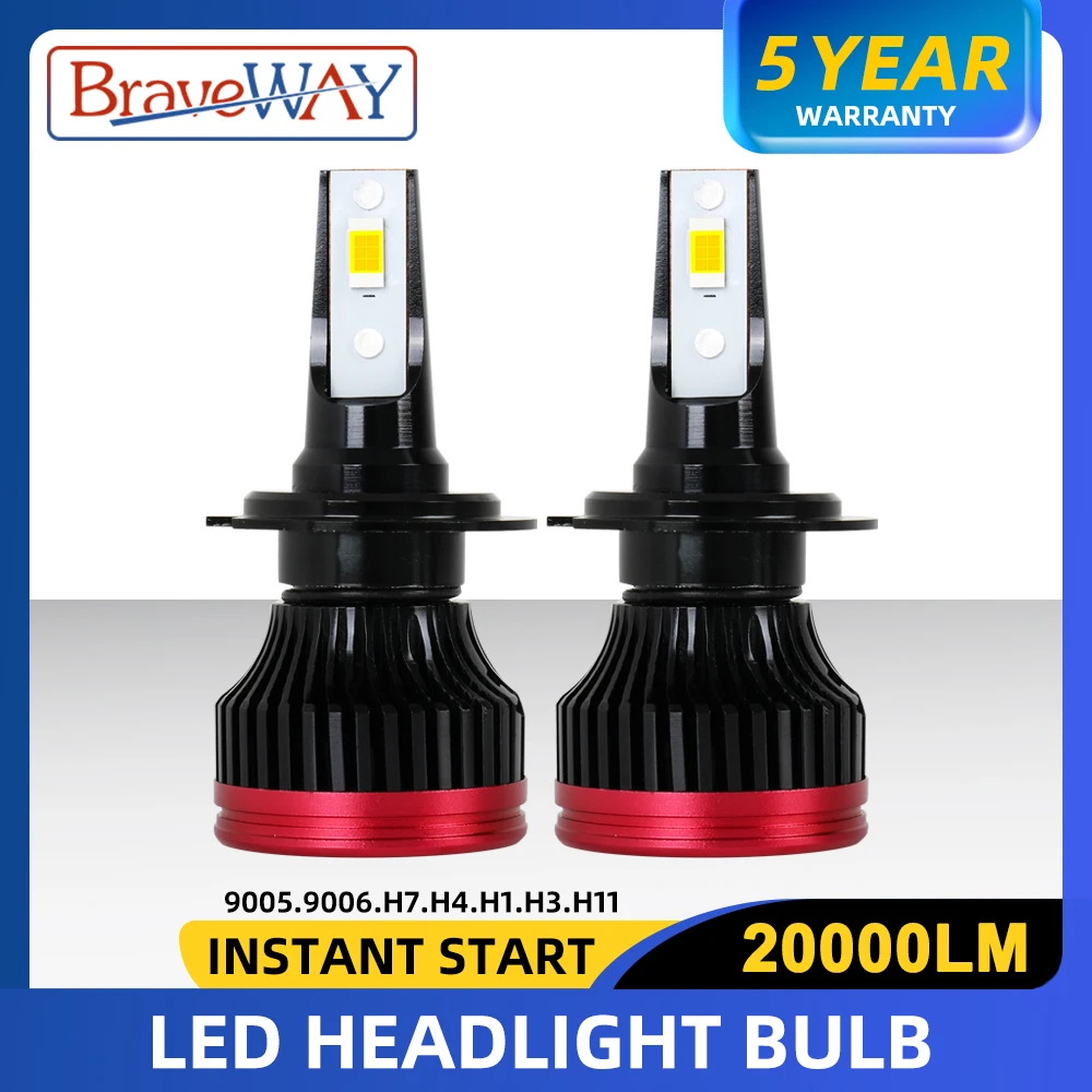 BraveWAY nuovo! Lampadine per fari auto a LED H4 H7 H11 9005/HB3 9006/HB4 H3 fendinebbia H7 LED CANBUS 12V 60W 6000K 20000LM