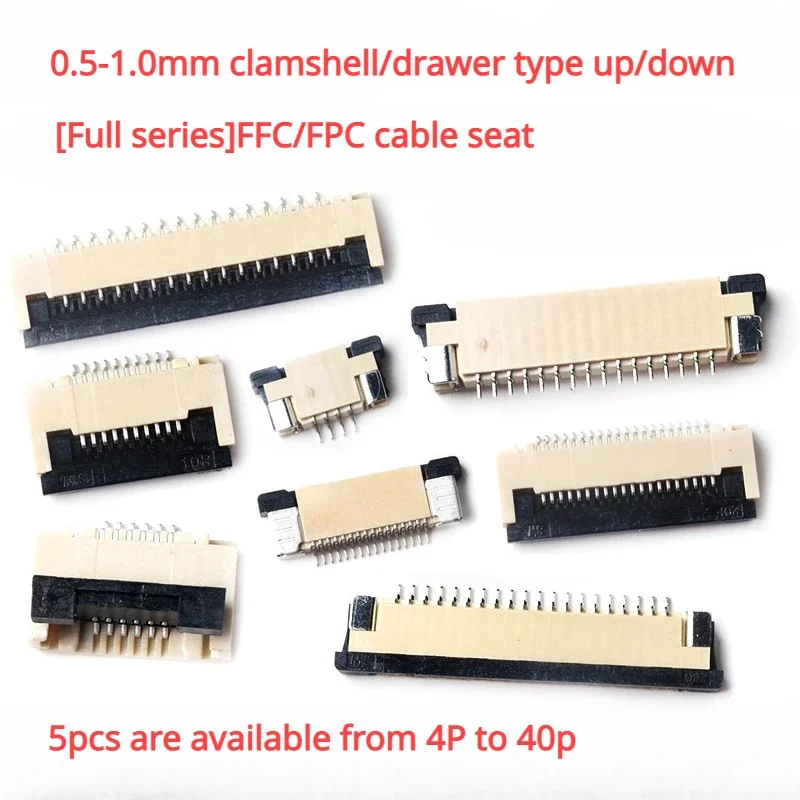 FFC/FPC connector 1.0/0.5MM drawer flip top and bottom socket 4/6/8/10/12/30~40P