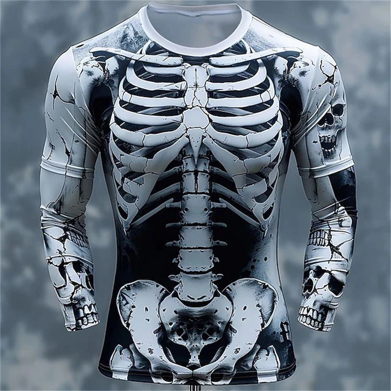 Camiseta Para Hombre Con Estampado 3D De Calavera Tops