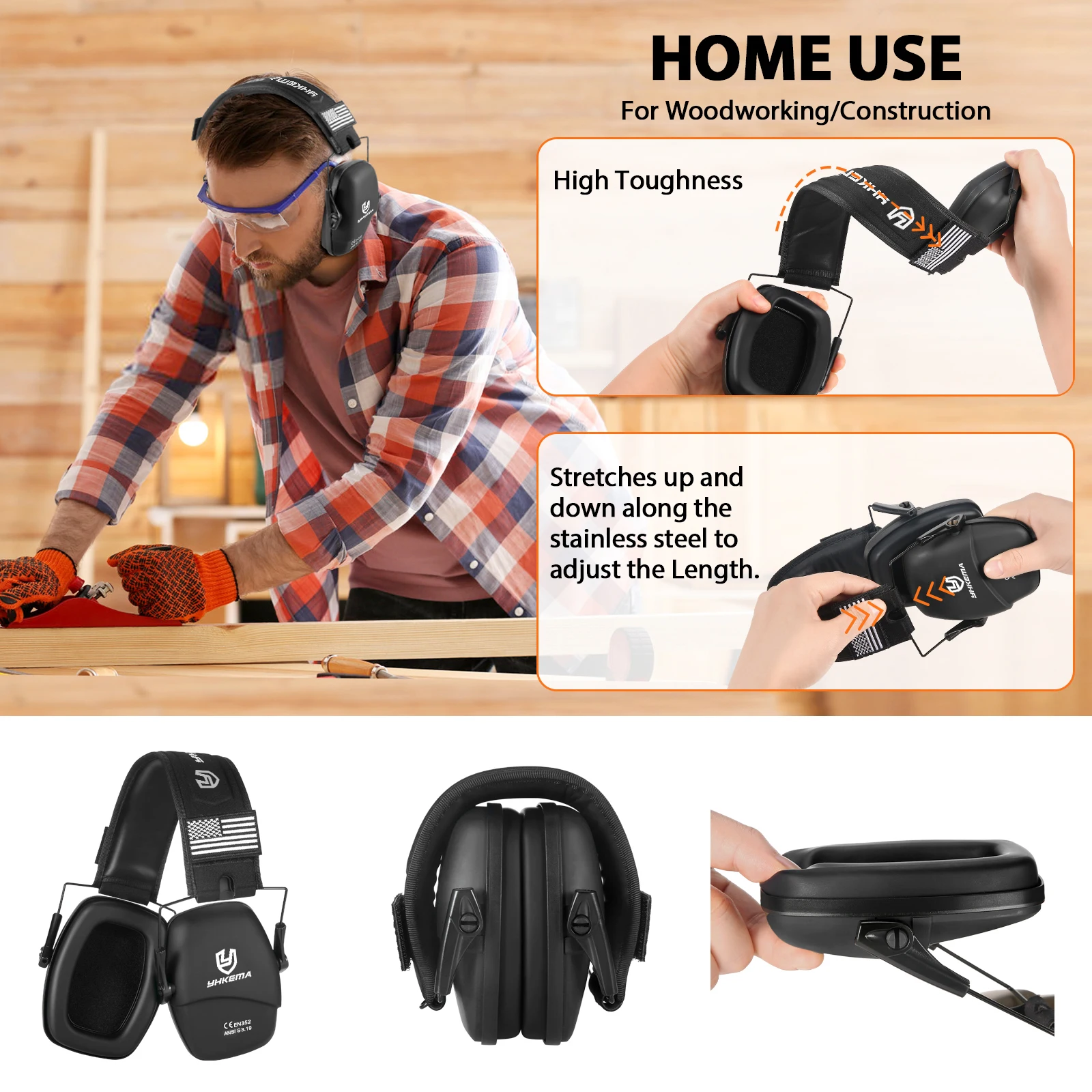 Tactical Ear Protector Earmuffs Shooting Hunting Noise Reduction Hearing Protection Soundproof