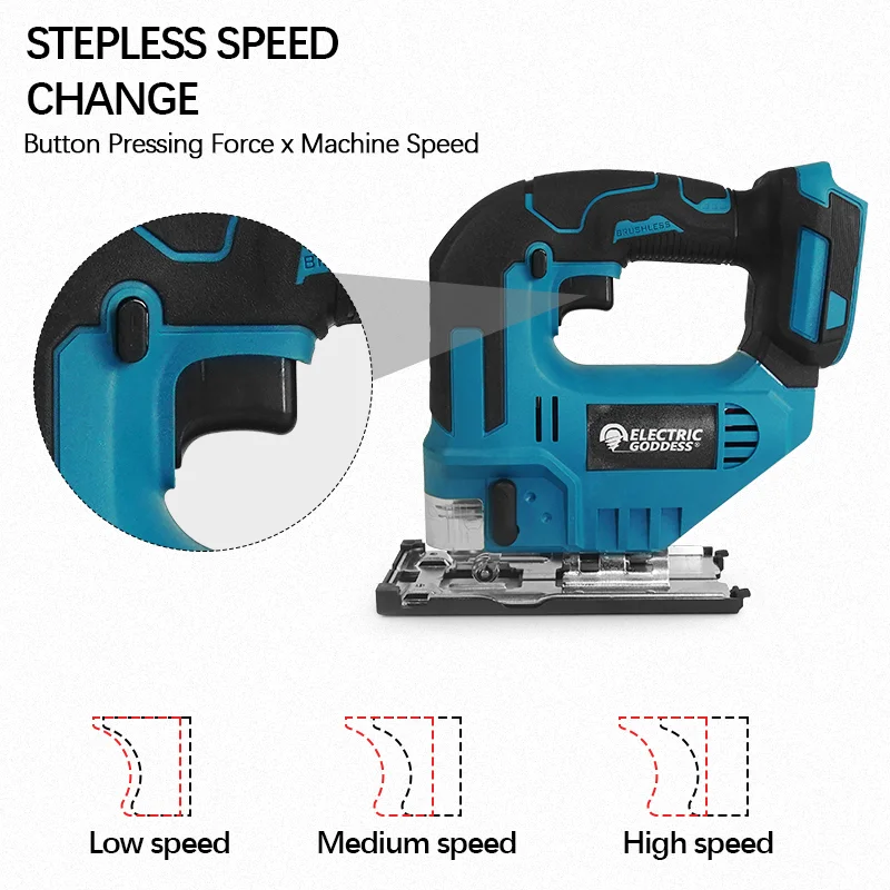 Cordless Electric Curved Saw 750W Rechargeable Electric Jig Saw Woodworking Cutting Power Tool for Makita 18V Battery 3500RPM
