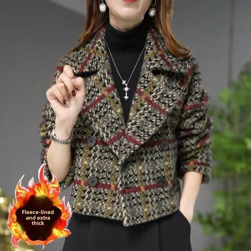 Plus Size British Style Plaid Short Coat Women's Warmth Fashionable Autumn Winter New Arrival High Quality Slimming Versatile... - Image 2