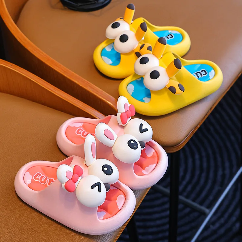 Kids Slippers Kids Sandals Summer Children's Sandals and Slippers for Boys and Girls Baby Non-Slip Soft Bottom Indoor Bath Parent-Child Children Sandals