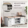 47 Inch Shoe Cabinet, Modern White Shoes Bench with Double Sliding Barn Door & Thickened, Shoe Cabinet 4