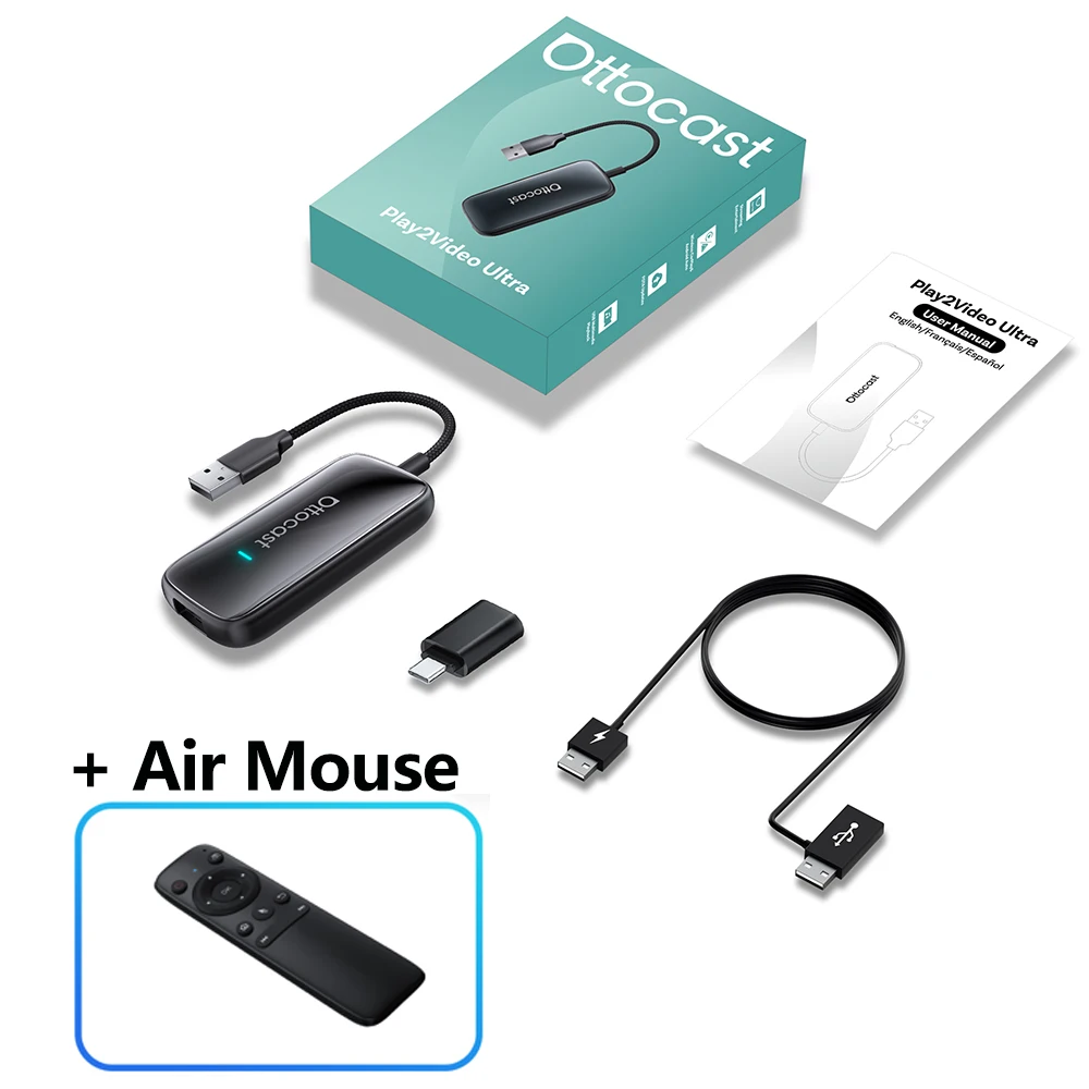OTTOCAST Play2Video Ultra Wireless CarPlay Android Auto Adapter