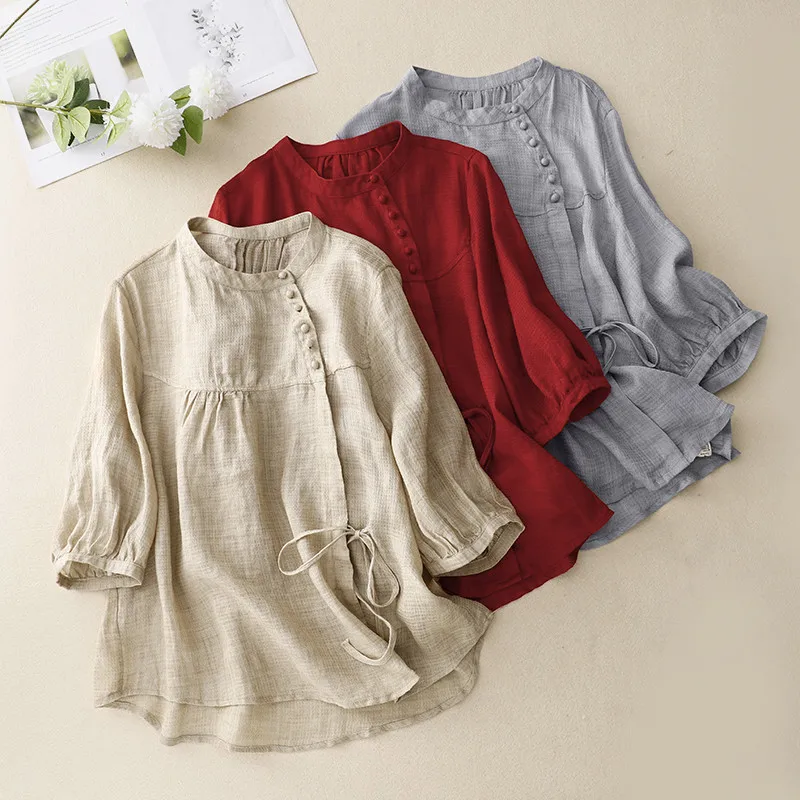 レッグウェア kamili_2201TP04 COTTON LINEN OVER BLOUSE kamili_2201TP04 COTTON LINEN OVER BLOUSE
