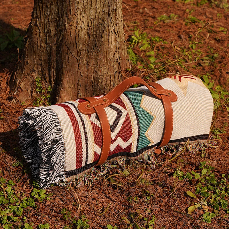 Ethnic Bohemian Style Retro Blanket Camping Picnic Photo Leisure