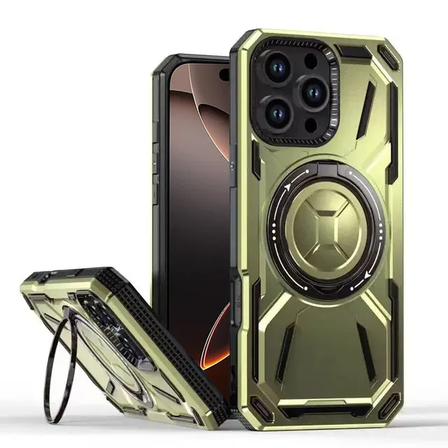 Magnetic Shockproof Bumper Armor Case with Magsafe Ring Holder