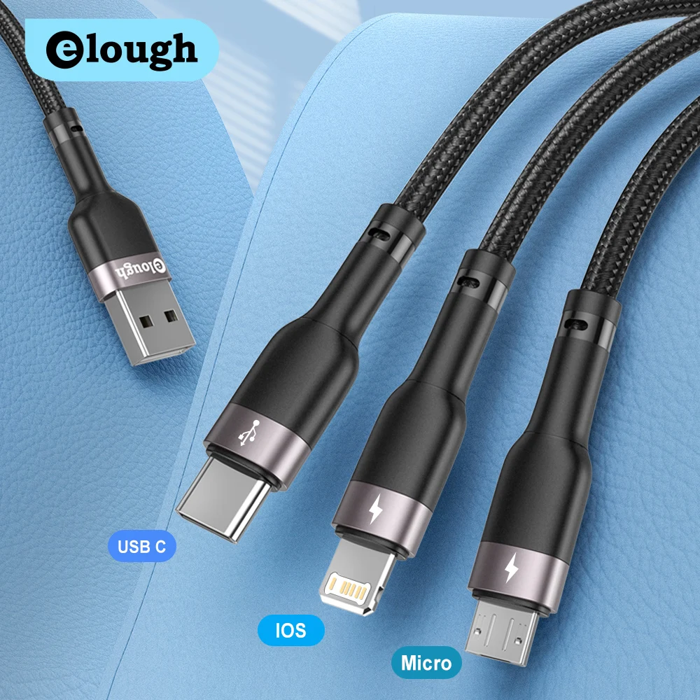 Elough 3 In 1 Cavo Usb Micro Usb Tipo C Cavo Per Iphone 13 12 Pro Max Mini Xiaomi Samsung 3A Cavo Di Ricarica Rapida Cavo Dati