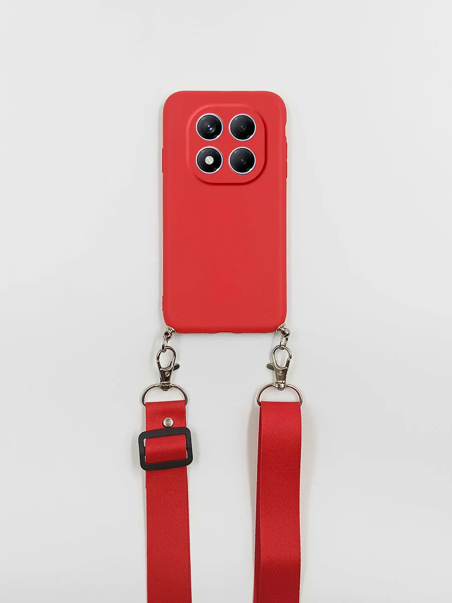 Silicone Matte Black Pink Crossbody Phone Case with Strap
