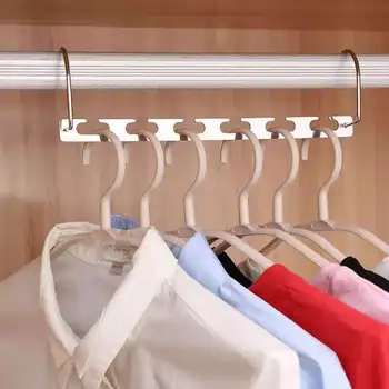 Appendiabiti pieghevole in acciaio inossidabile a 6 fori Appendiabiti pieghevole senza traccia Ganci per camicie Scaffale Forniture per la camera da letto della casa 1