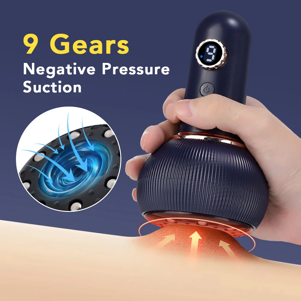 Electric Meridian Brush/Scraping Cupping Massager, Lymphatic Drainage,Heating Gu