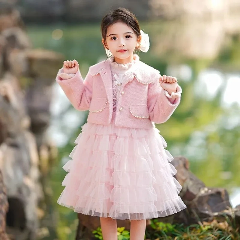New Jacket Dress For Girls Winter Girls Velvet Clothing Sets Toddler