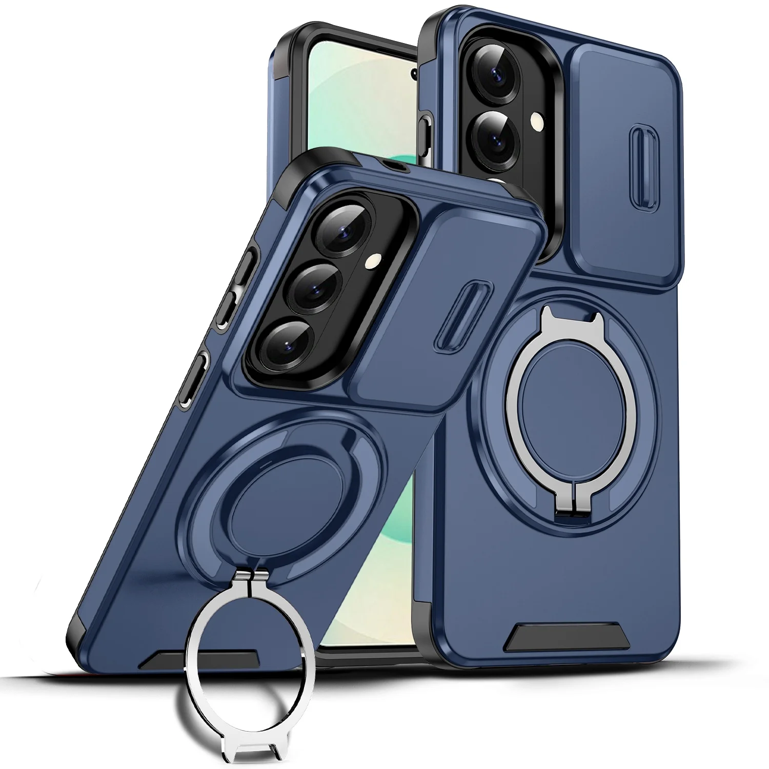 Magnetic Armor Case with 360° Rotating Bracket and Slide Camera Protection Cover