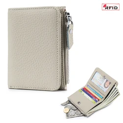Luxury Genuine Leather Unisex Compact Wallet with RFID Protection (Milkshake White)