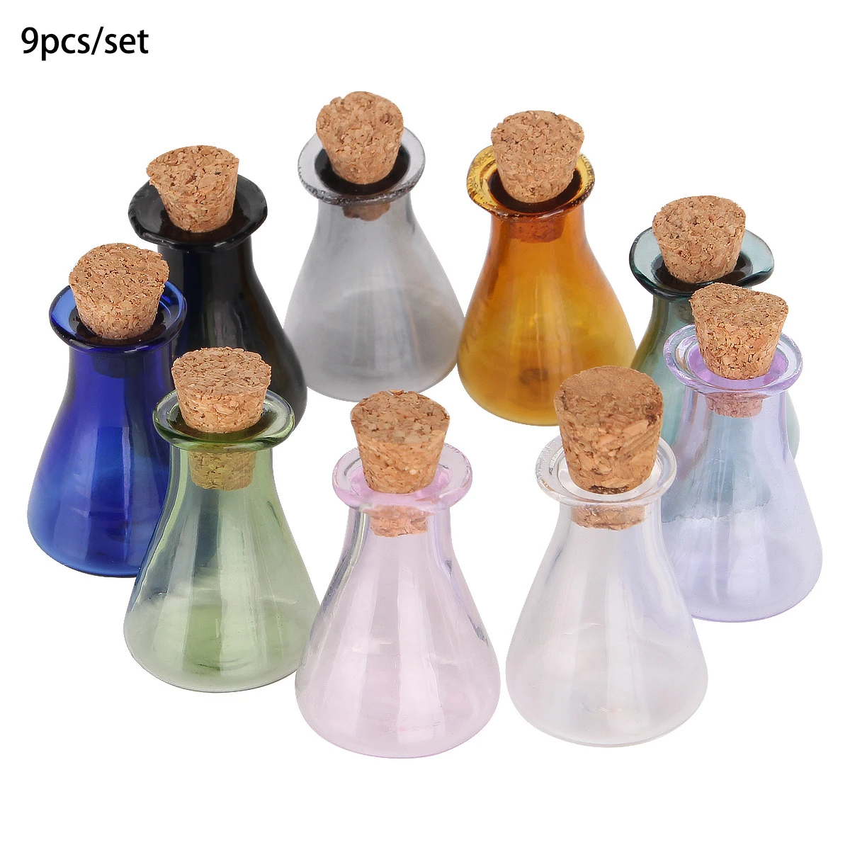 bevel Trots Direct 9Pcs Leuke Gekleurde Miniatuur Fles Glazen Flessen Met Kurk Kleine Flesjes  Voor Poppenhuis Decoratie Diy Ambachten| | - AliExpress