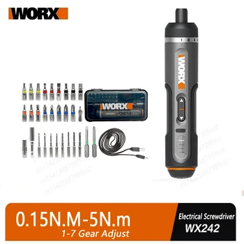 Juego de destornilladores eléctricos WORX WX242 de 4V, destornilladores eléctricos inalámbricos inteligentes, recargable por USB, juego de 30 bits, Mini herramienta eléctrica de taladro