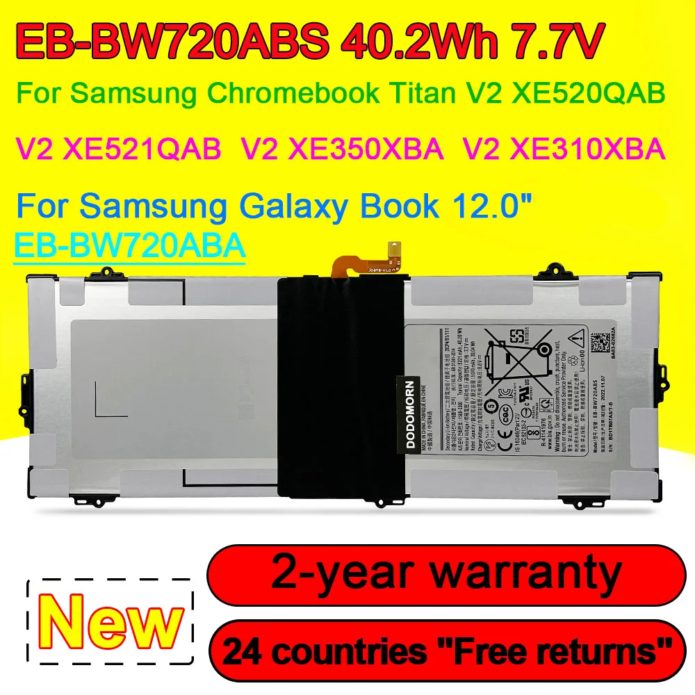 

EB-BW720ABA EB-BW720ABE Laptop Battery For Samsung Galaxy Book 12" SM-W720 SM-W727V FOR Chromebook Titan V2 XE520QAB 7.7V 40.2Wh