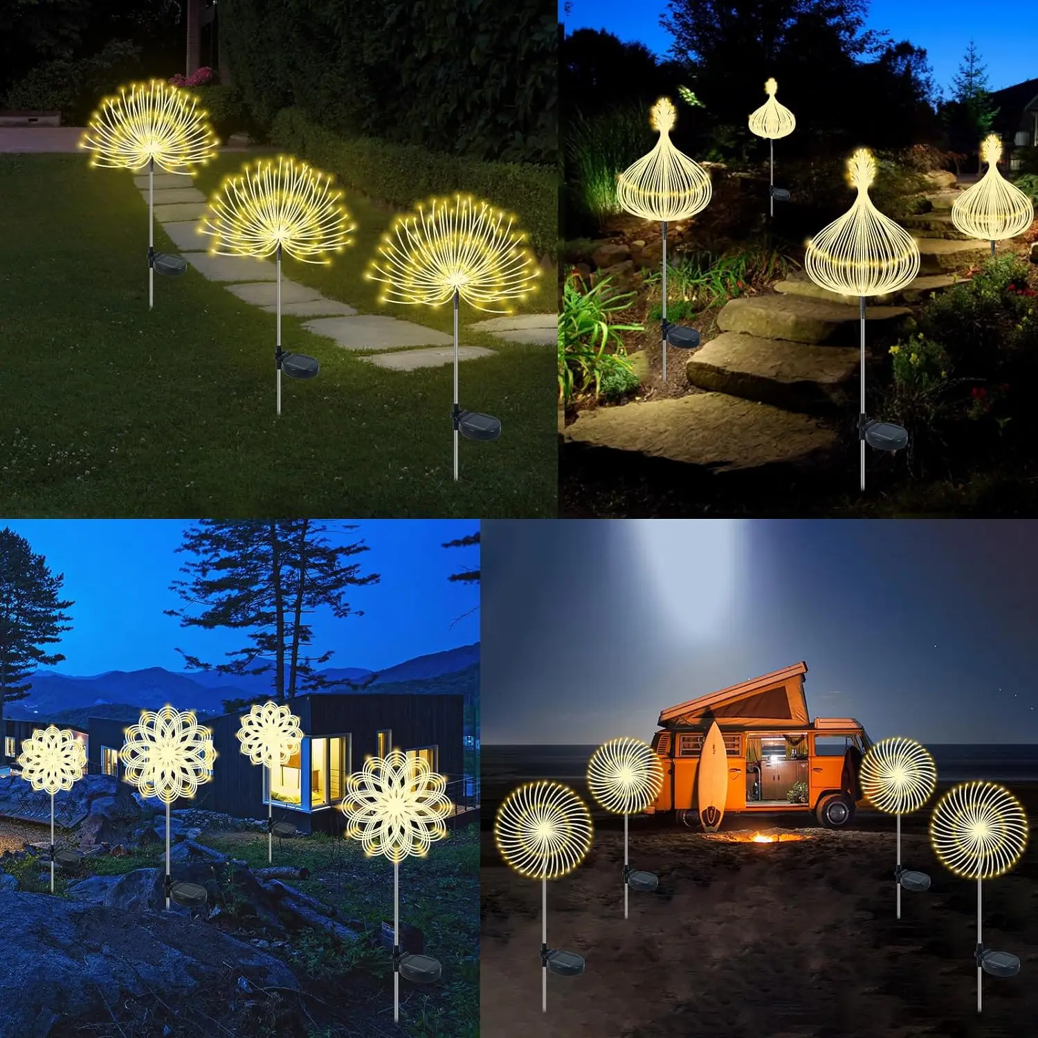 Description Picture 6 of itemSolar Firework Lights Garden Lights Outdoor Waterproof with 2 Modes Starburst Sparkler Lights for Yard Path Patio Decorative