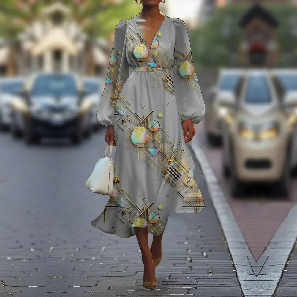 Robe à manches bouffantes tendance pour femme