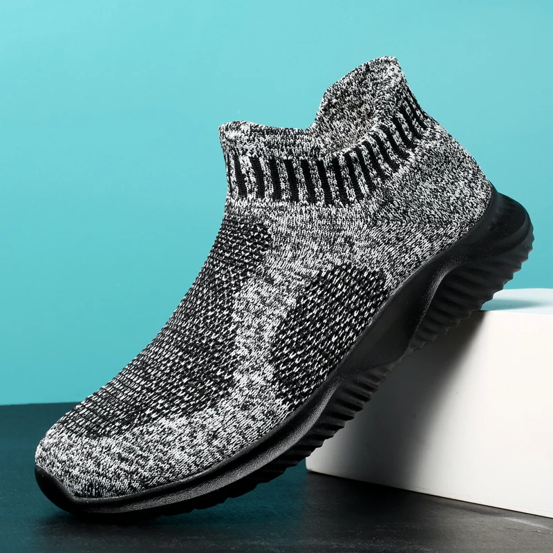 2026 New Men's Fashion Knit Slip-On Sneakers - Breathable Running Shoes with Cushioned Anti-Slip Sole for Casual Streetwea 1