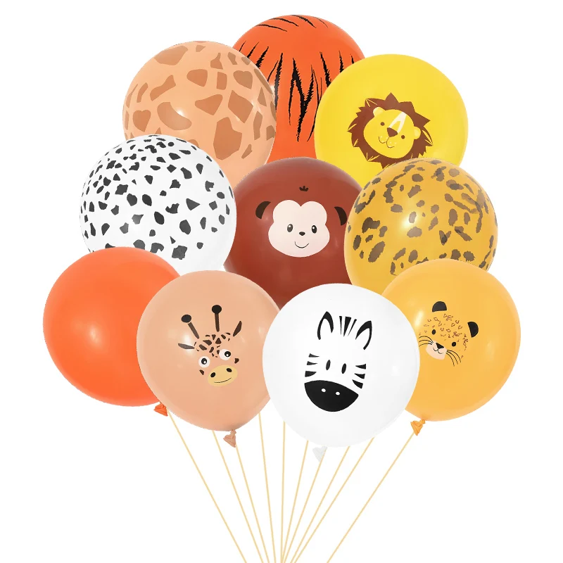 

10pcs Jungle Animals Latex Balloons Cute Lion Tiger Zebra Balloon Kids Birthday Wedding Party Baby Shower Air Globos Decoration