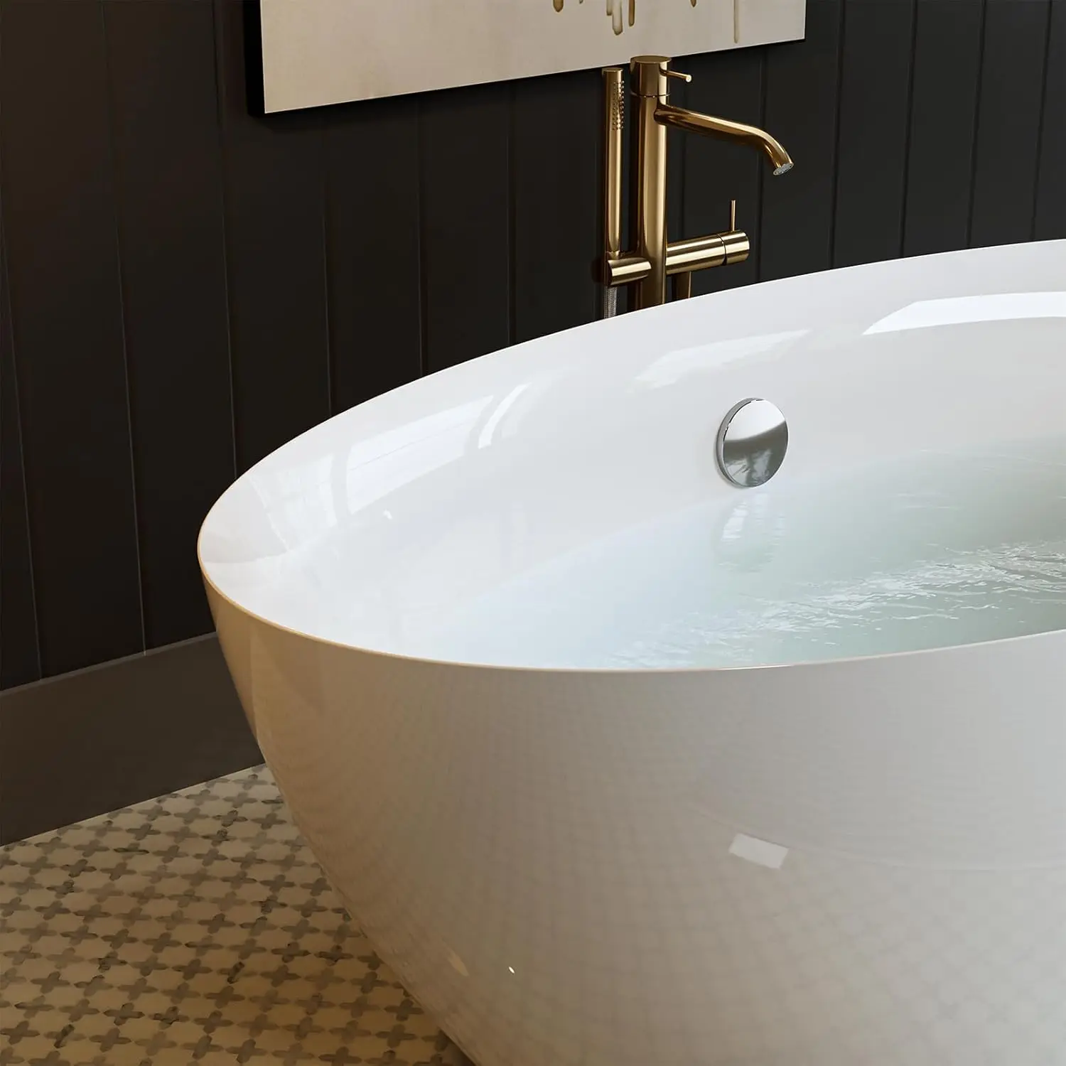 71 Inch Freestanding Tub Acrylic Contemporary Soaking Tub with Overflow and Drain White Easy Clean Easy Maintenance