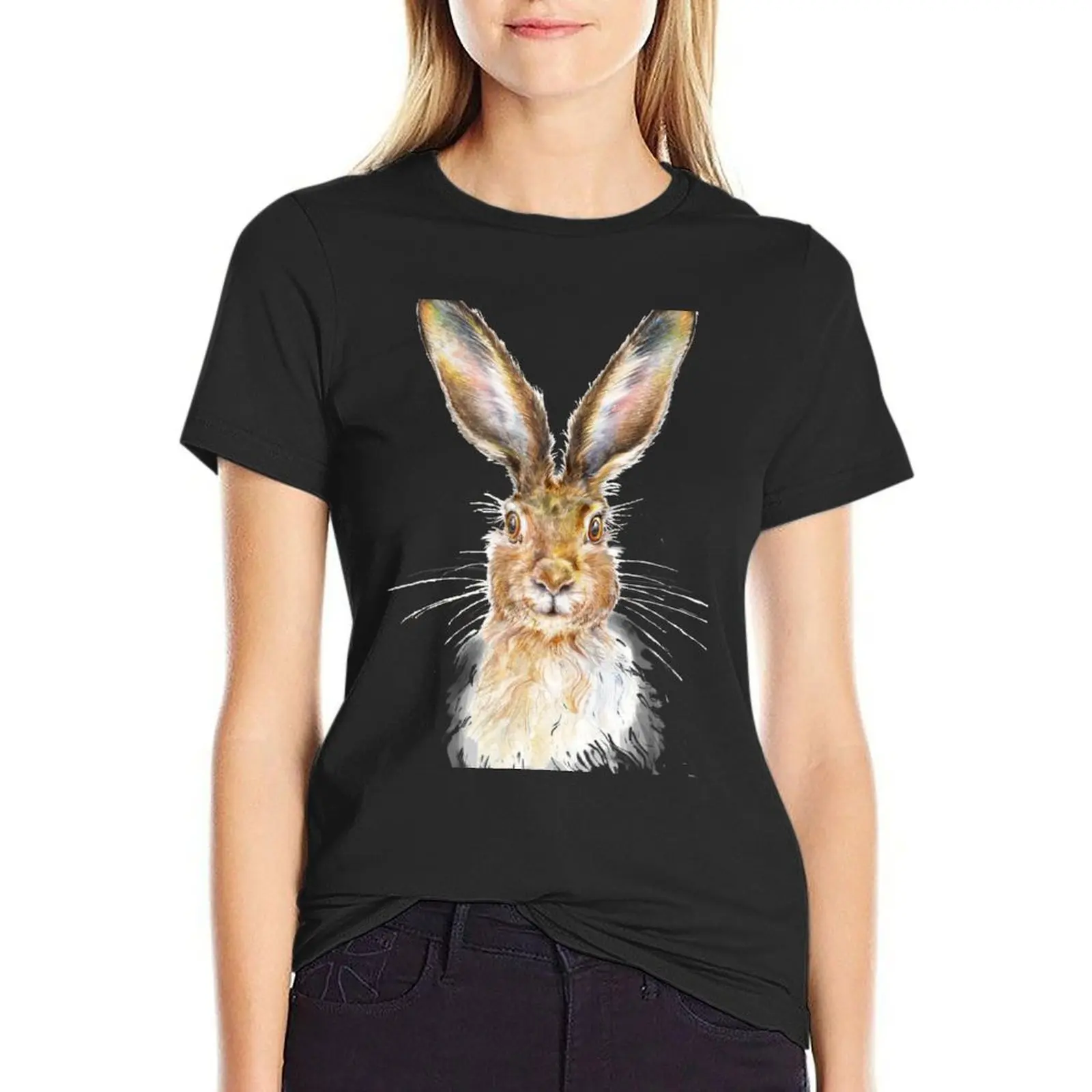

Hare T-shirt summer clothes graphics lady clothes white t-shirts for Women