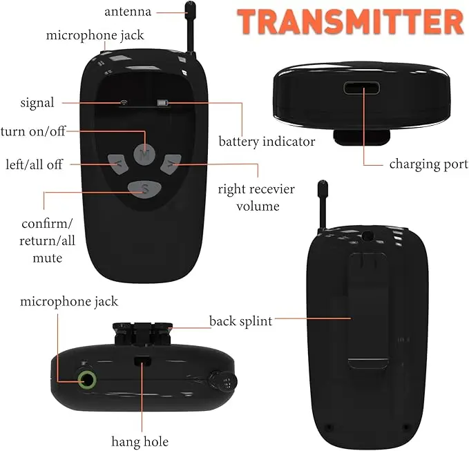 Wireless Museum Tour Factory Tour Guide System 1 transmitter 30 receiver 30 slot charging box microphone speaker headset