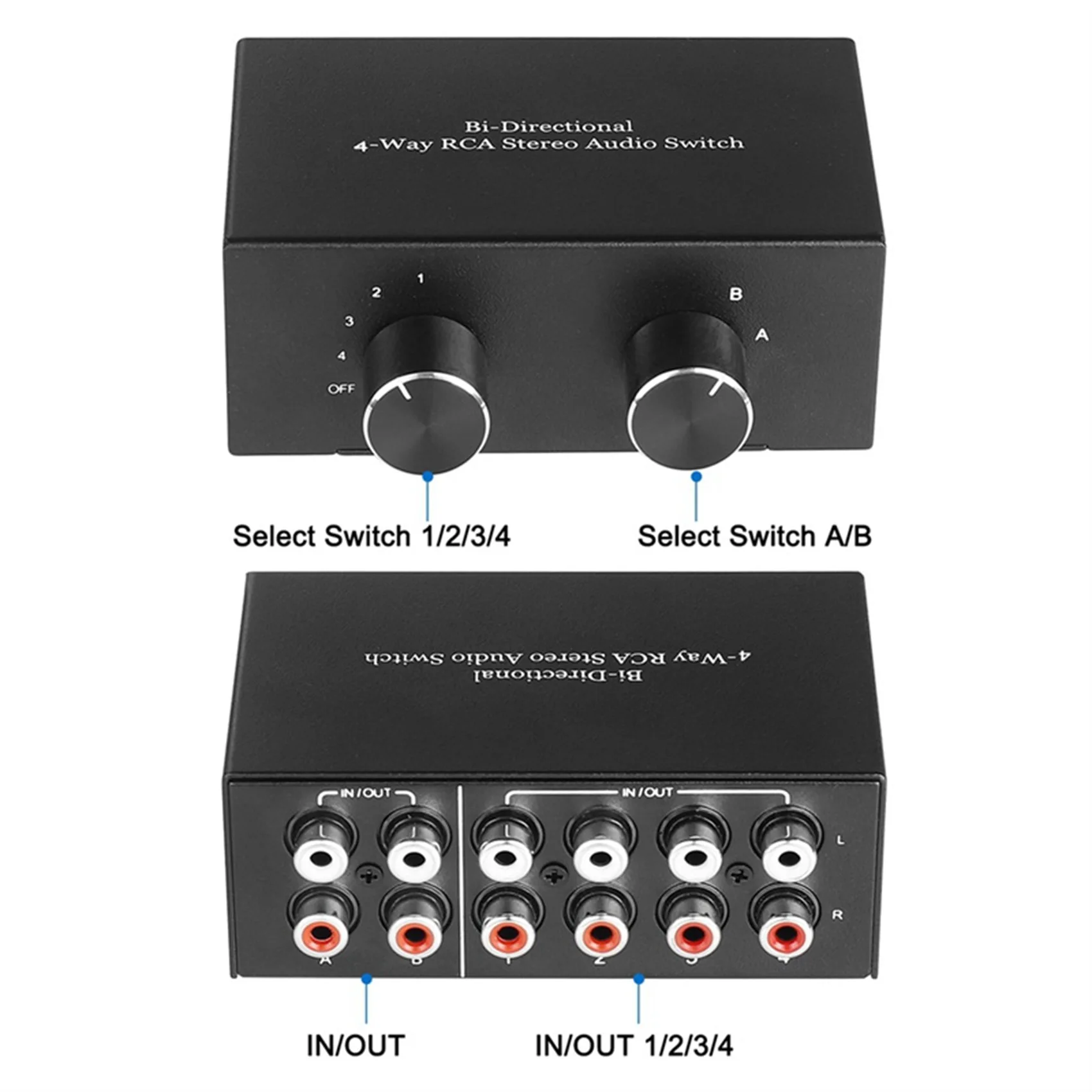 Switch Audio Stereo Rca Bidirezionale A 4 Vie Switcher Audio Canale Audio L/R, Splitter Audio 2 In 4 Out O 4 In 2 Out