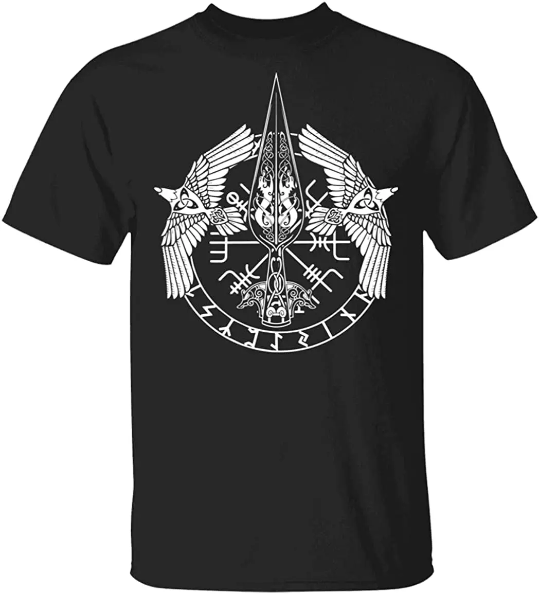 

Vi king Twin Ravens Odin Rune Men T-Shirt Norse Mythology Shirt Short Sleeve Casual Cotton O-Neck Summer Mens T Shirts