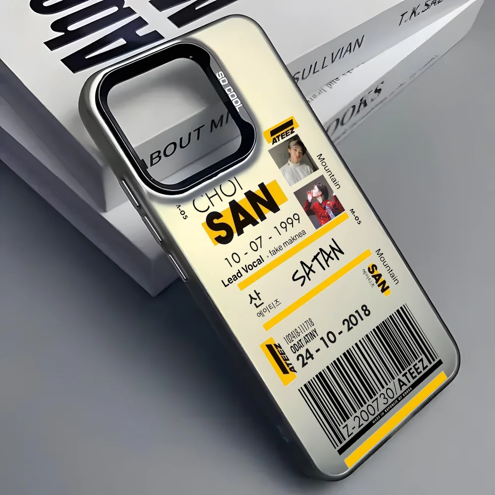 Kpop A-ATEEZ Handyhülle für iPhone 16 15 14 13 12 11 Pro Max Grau Schwarz Matt Laser Metallic Aurora Funda – Detail 6